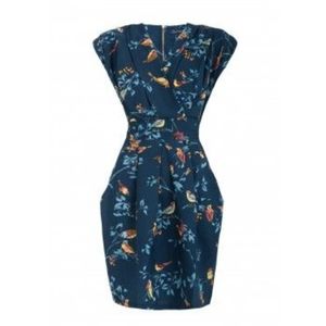 Closet Wrap Front Tulip Dress in Bird Print
